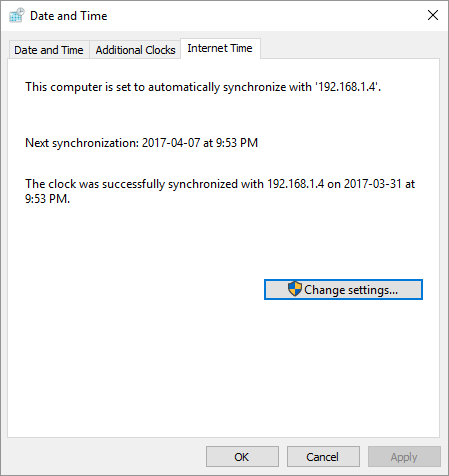 Windows time diaglog